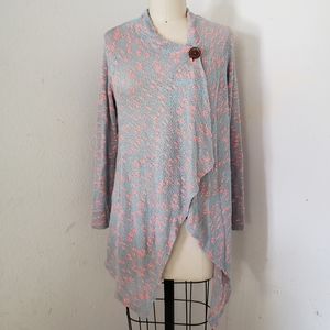 Bobeau Wrap Cardigan Pink & Blue knit